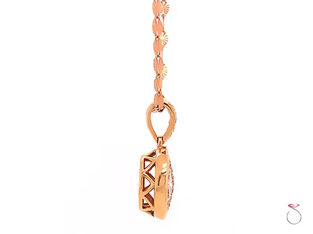 Designer Round Pizza Cut Diamond Pendant in 18k Rose Gold With Chain, 1.45 Carat