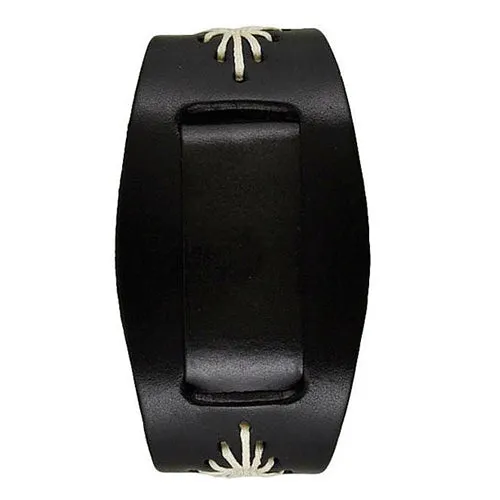 Diamond Stitched Black Leather Ladies Cuff BF