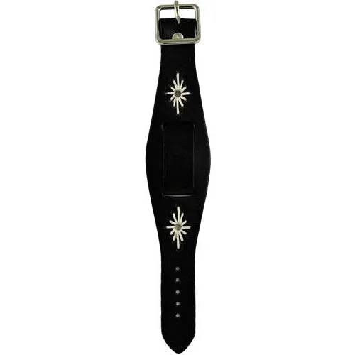 Diamond Stitched Black Leather Ladies Cuff BF