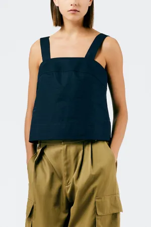 Eco Poplin Strappy Top in Dark Navy