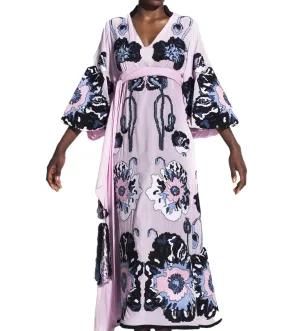 Embroidered lilac dress