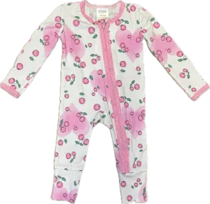 esme- Cherry Love Lace Trim Flip-Footie