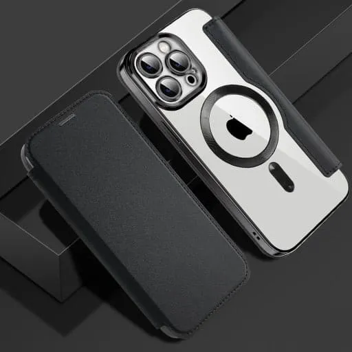 Etui Flip Wallet Magsafe iPhone 12 Pro - Srebrny