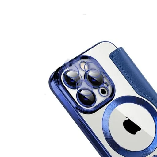 Etui Flip Wallet Magsafe iPhone 12 Pro - Srebrny