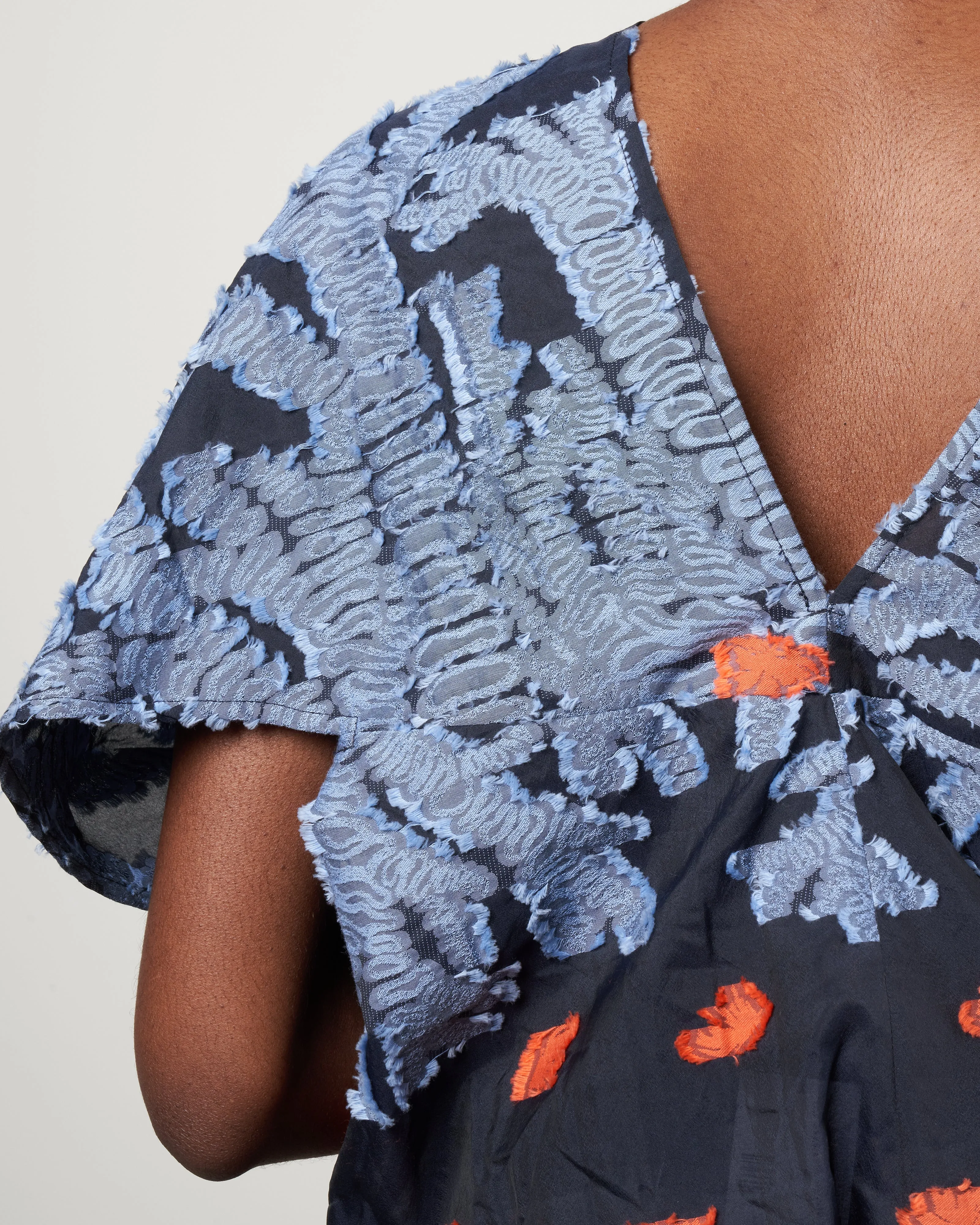 eva top - butterfly smocked voile ink jet multi