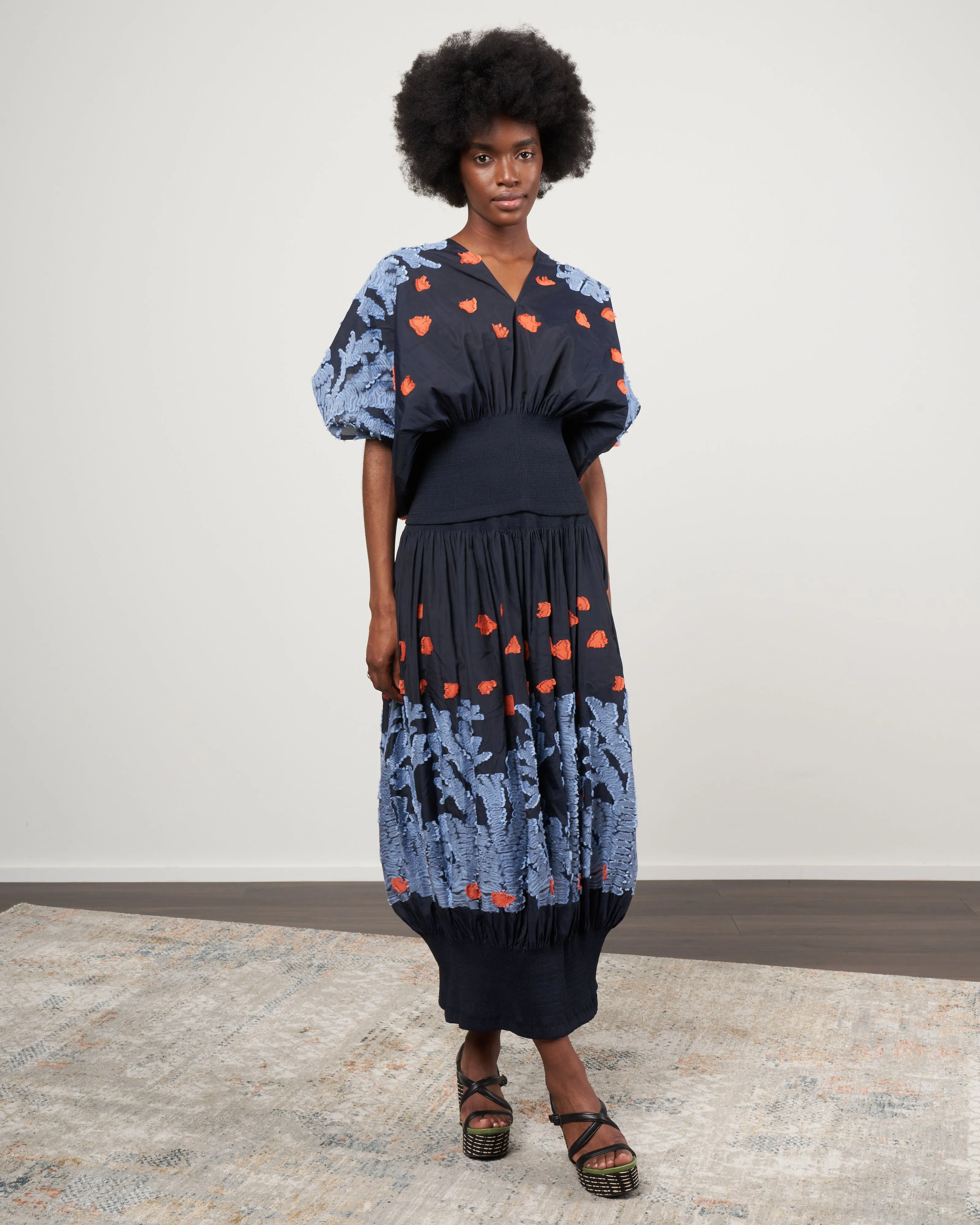 eva top - butterfly smocked voile ink jet multi