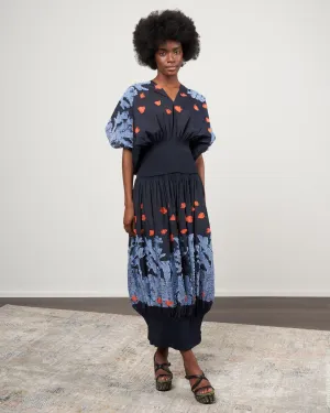eva top - butterfly smocked voile ink jet multi