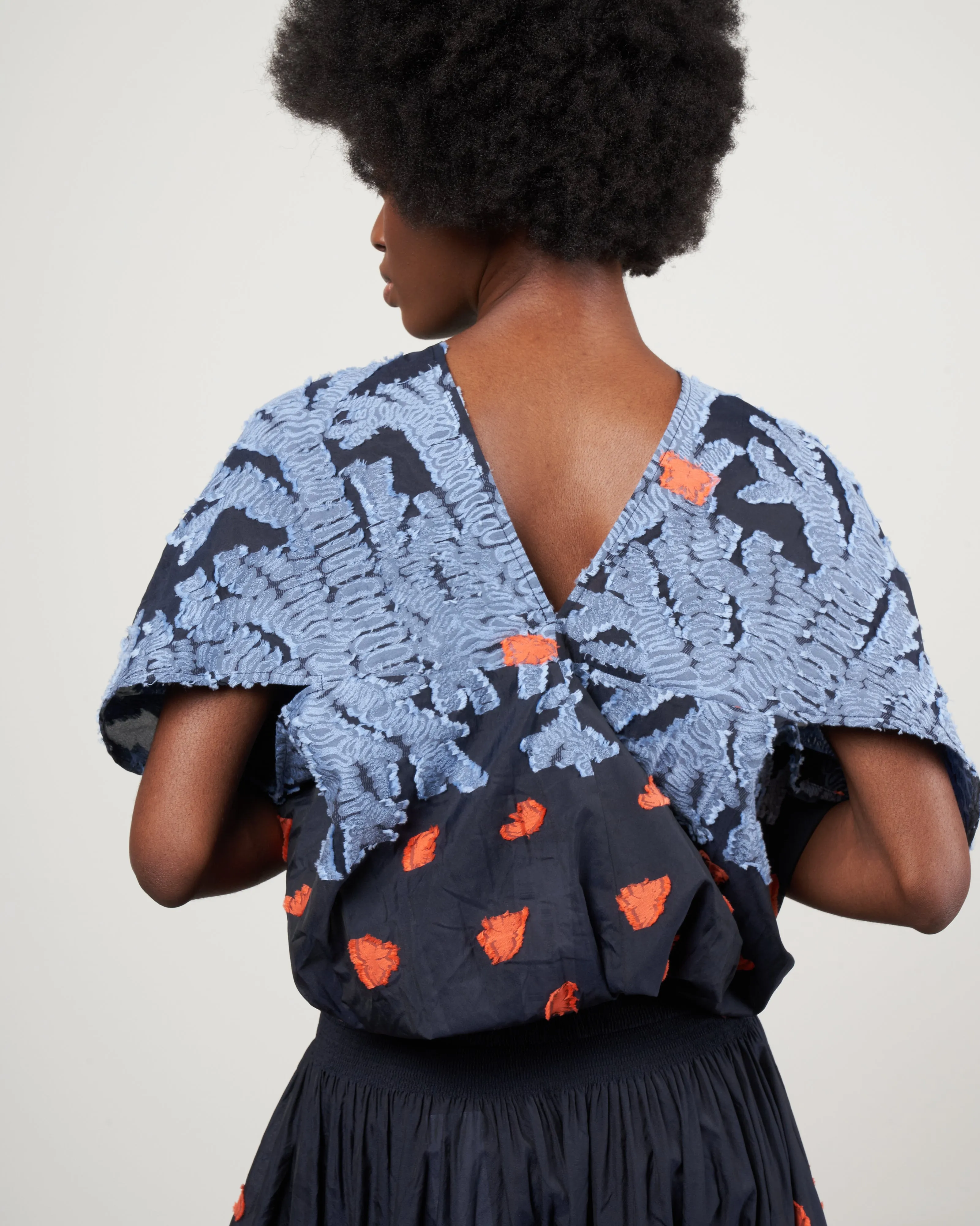 eva top - butterfly smocked voile ink jet multi