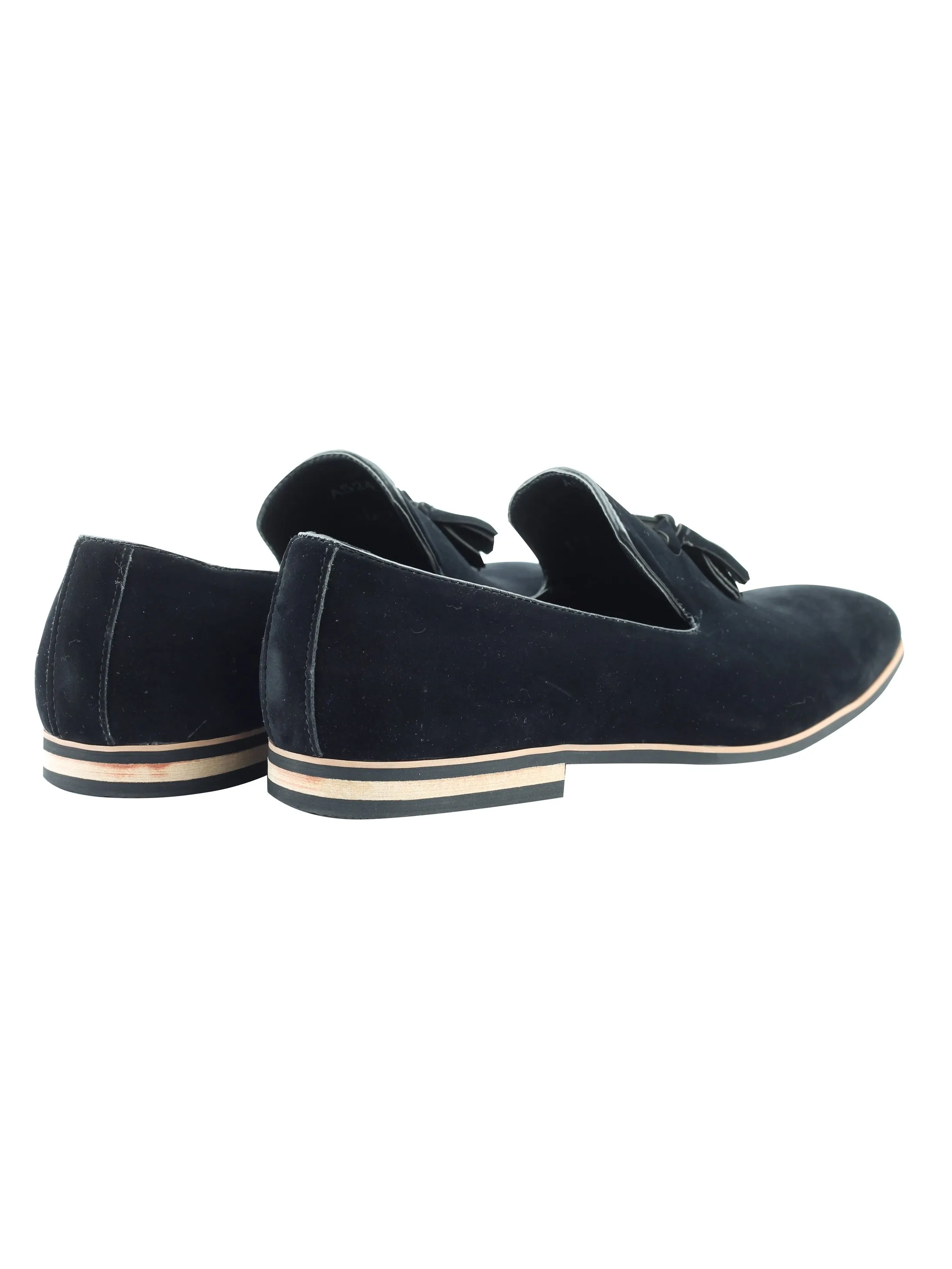 FAUX LEATHER TASSEL DESIGN BLACK LOAFERS