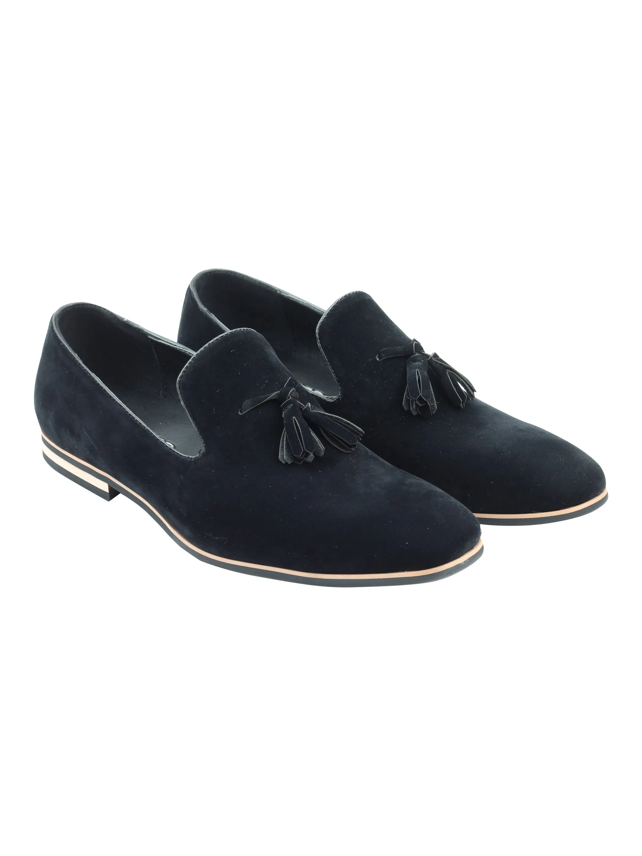 FAUX LEATHER TASSEL DESIGN BLACK LOAFERS