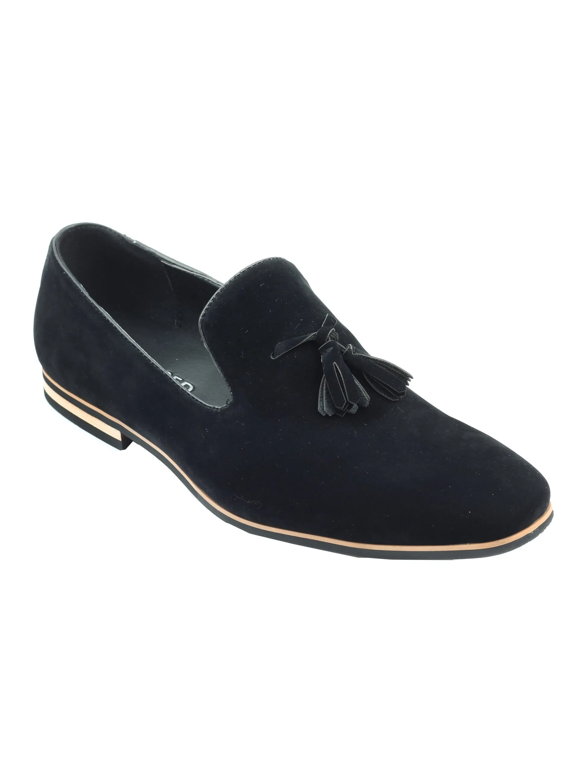 FAUX LEATHER TASSEL DESIGN BLACK LOAFERS