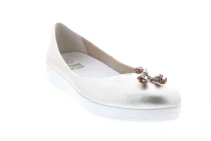 Fitflop Superballerina E85-308 Womens Gold Leather Slip On Ballet Flats Shoes
