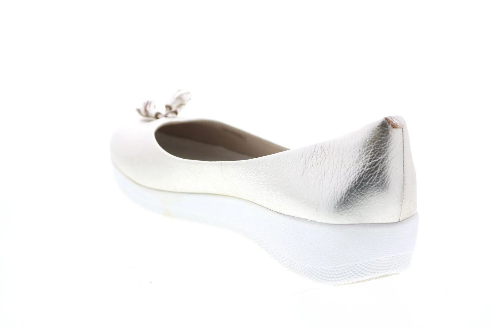 Fitflop Superballerina E85-308 Womens Gold Leather Slip On Ballet Flats Shoes