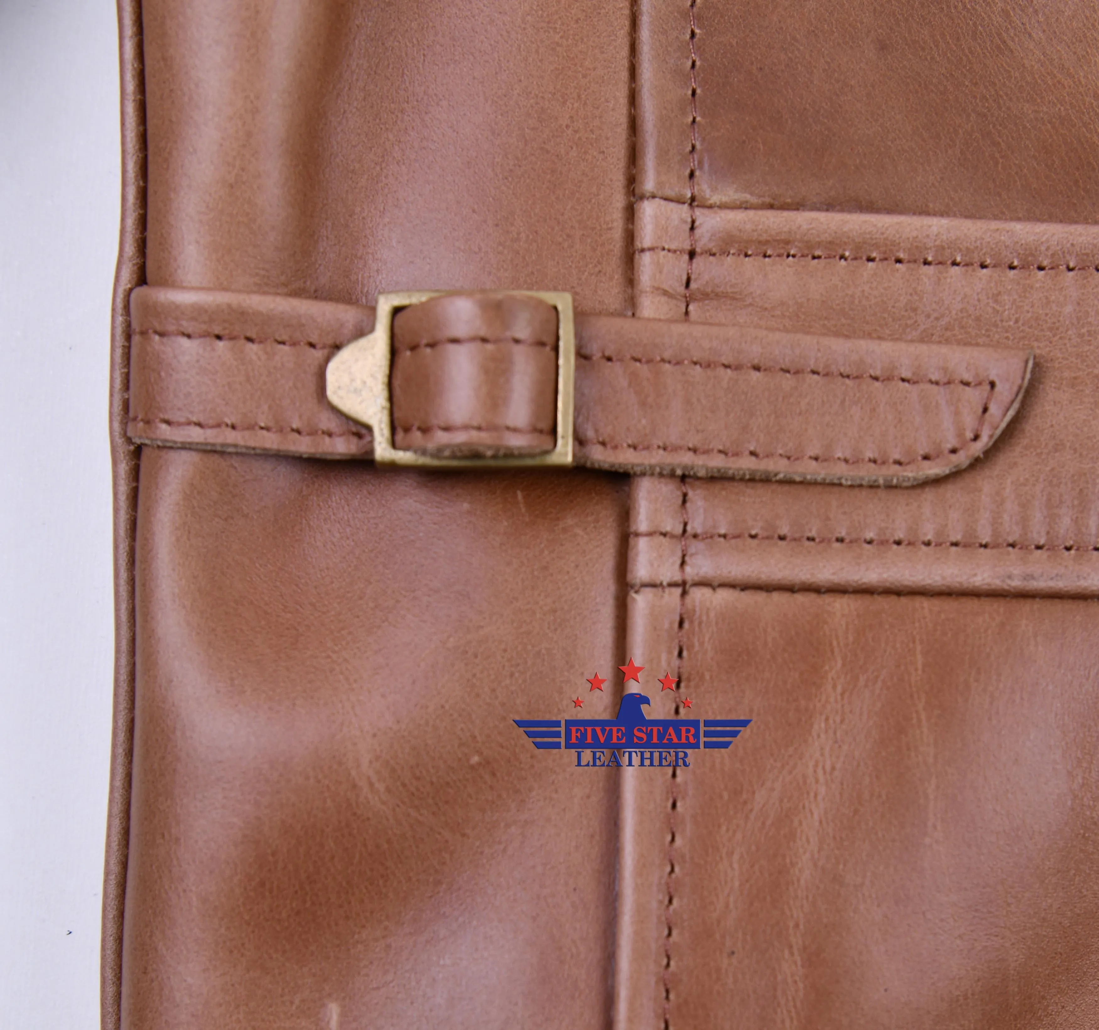 FiveStar Leather Vintage Half Belt Men CHL Leather Jacket