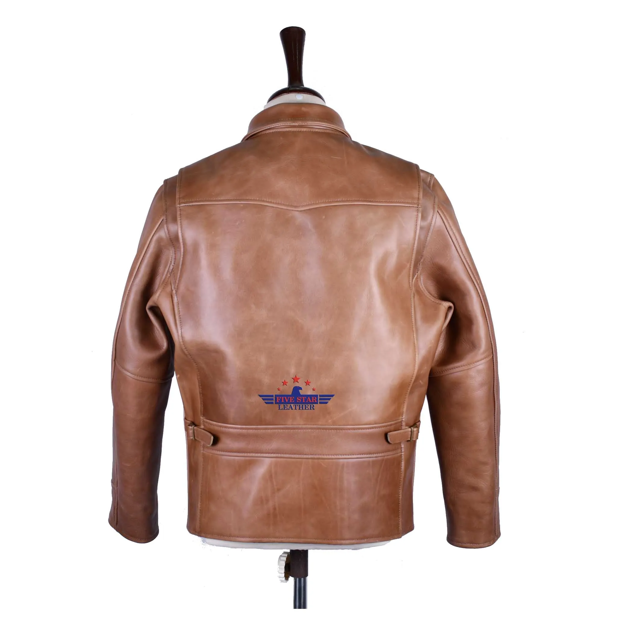 FiveStar Leather Vintage Half Belt Men CHL Leather Jacket