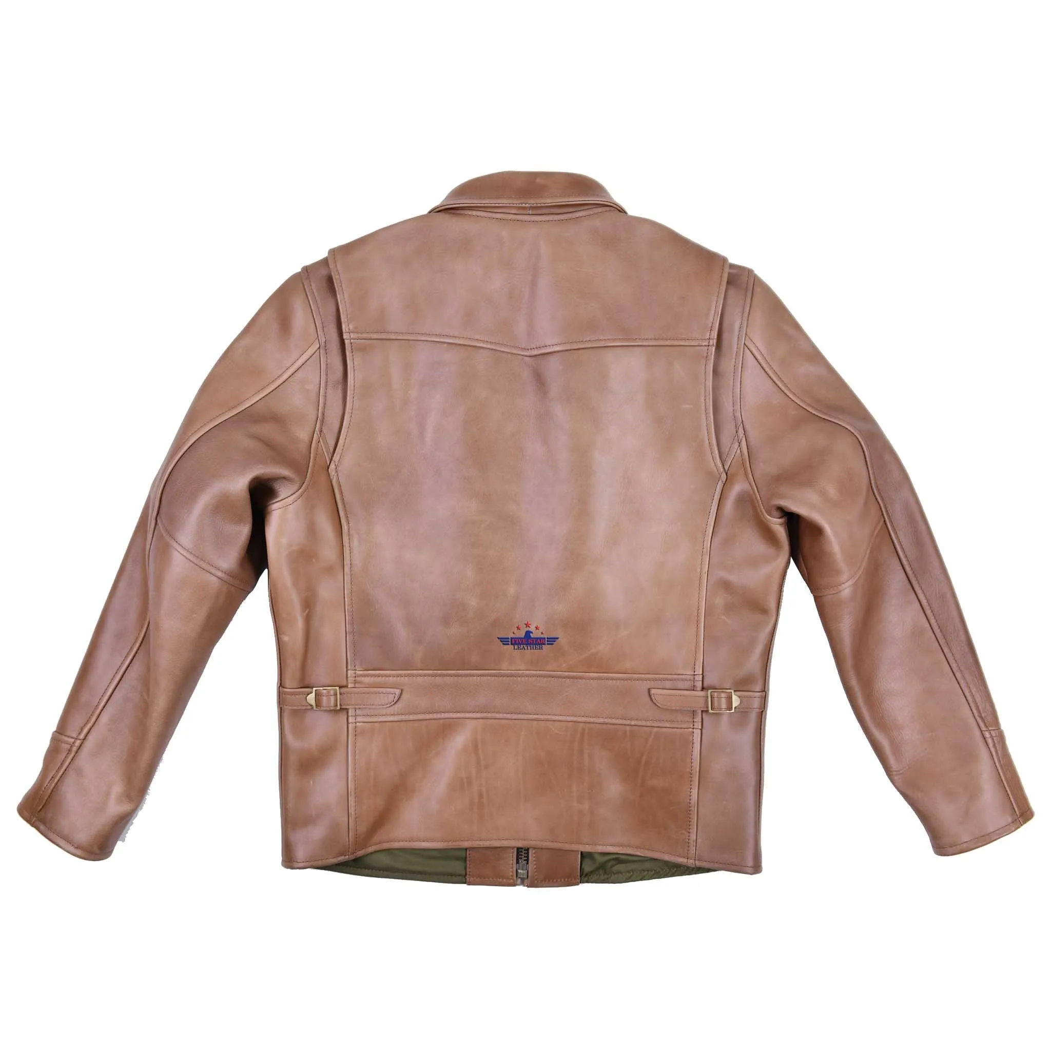 FiveStar Leather Vintage Half Belt Men CHL Leather Jacket