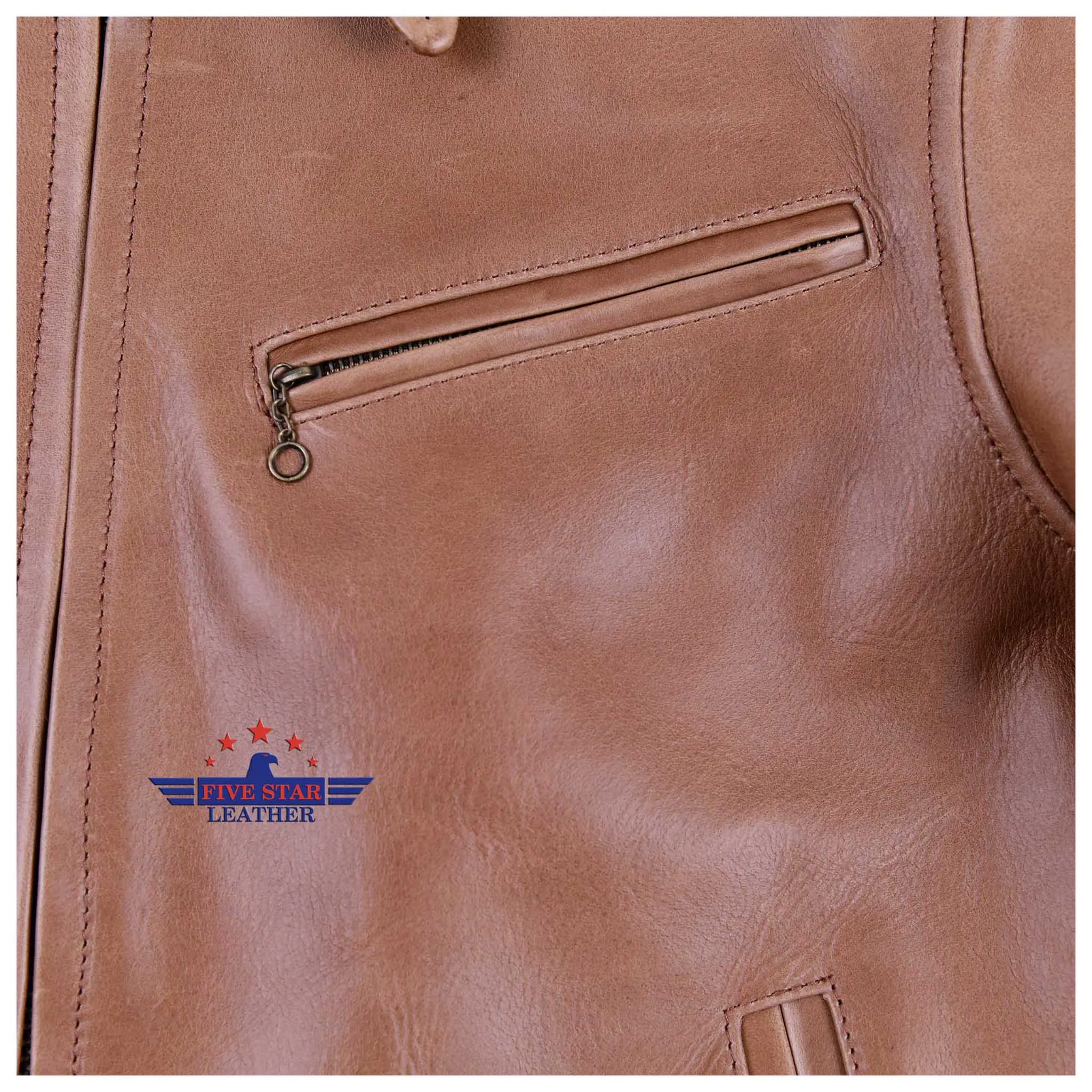 FiveStar Leather Vintage Half Belt Men CHL Leather Jacket