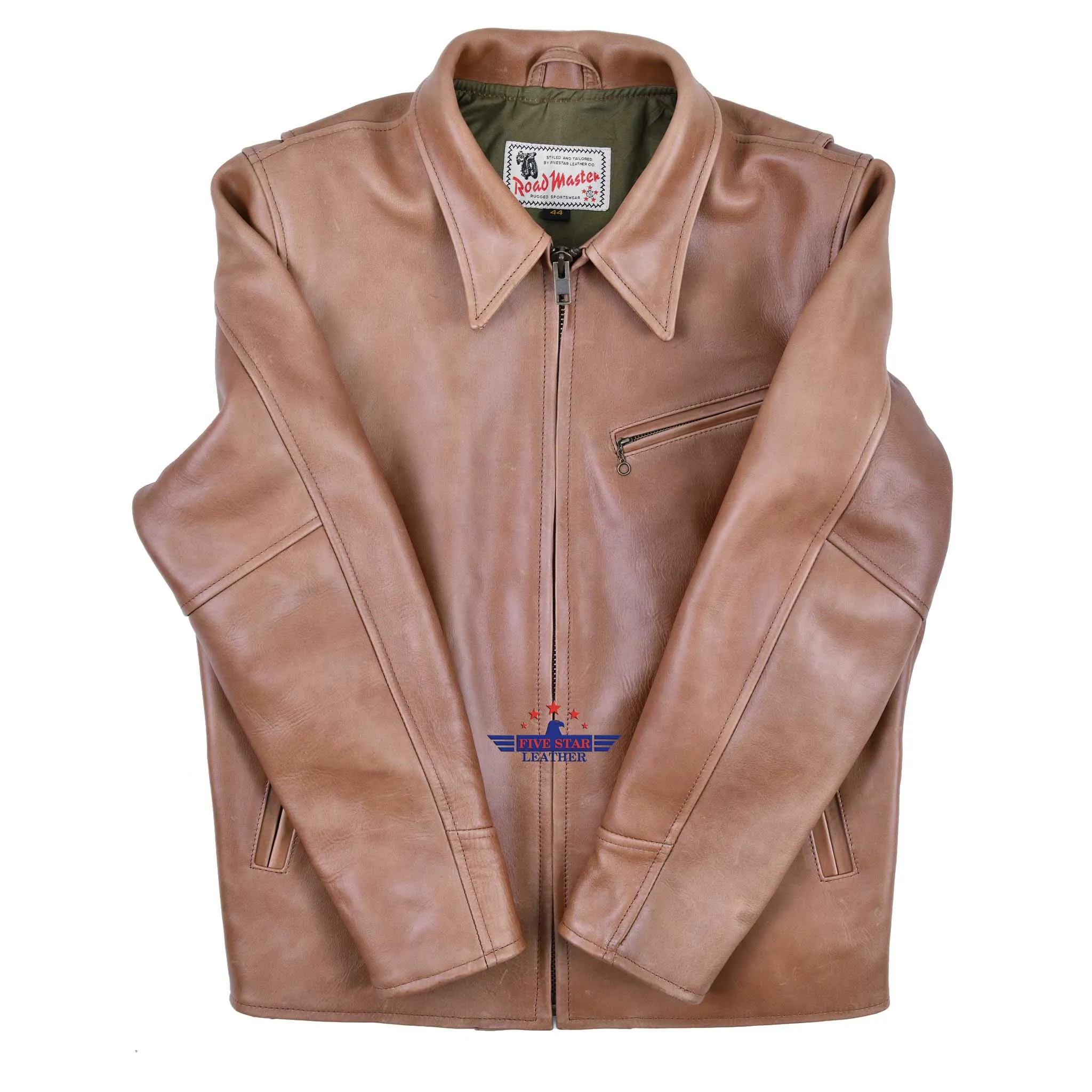 FiveStar Leather Vintage Half Belt Men CHL Leather Jacket