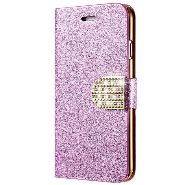 Flip Case For iPhone 6 6s 7 Plus Glitter Girl Leather Bags