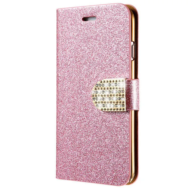 Flip Case For iPhone 6 6s 7 Plus Glitter Girl Leather Bags