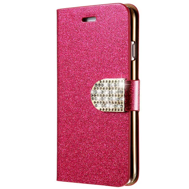 Flip Case For iPhone 6 6s 7 Plus Glitter Girl Leather Bags