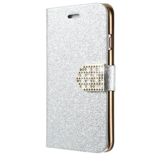 Flip Case For iPhone 6 6s 7 Plus Glitter Girl Leather Bags