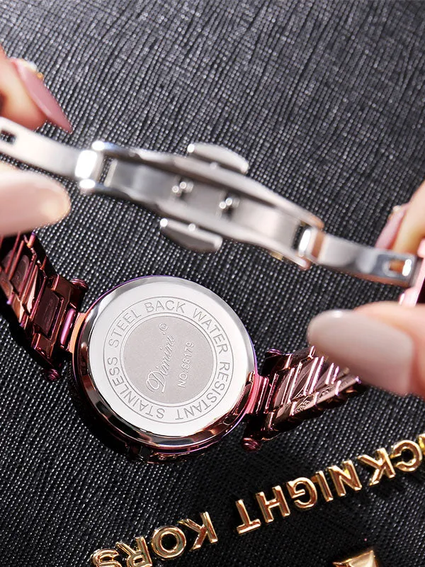 Flower Pattern Steel Belt Women's Watch