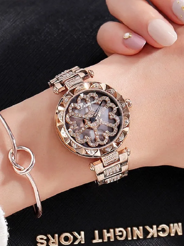 Flower Pattern Steel Belt Women's Watch