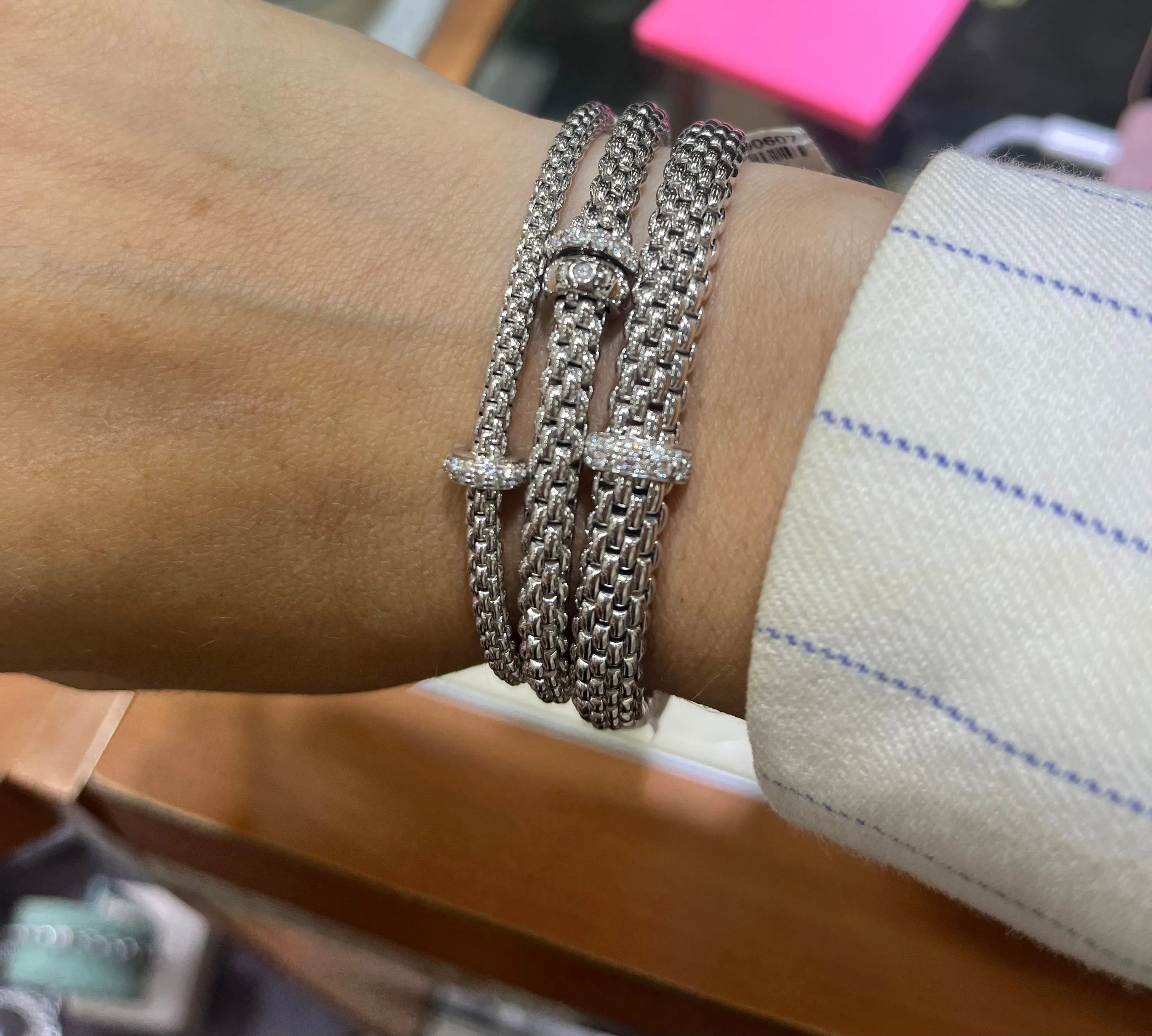 FOPE 'Prima' One Diamond Rondel Stretchy Bracelet