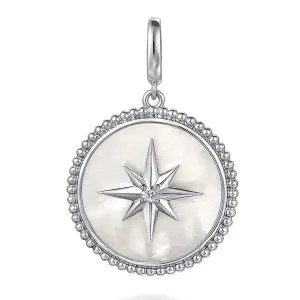 Gabriel & Co. Bujukan White Sapphire and Mother Of Pearl Round Starburst Medallion Pendant