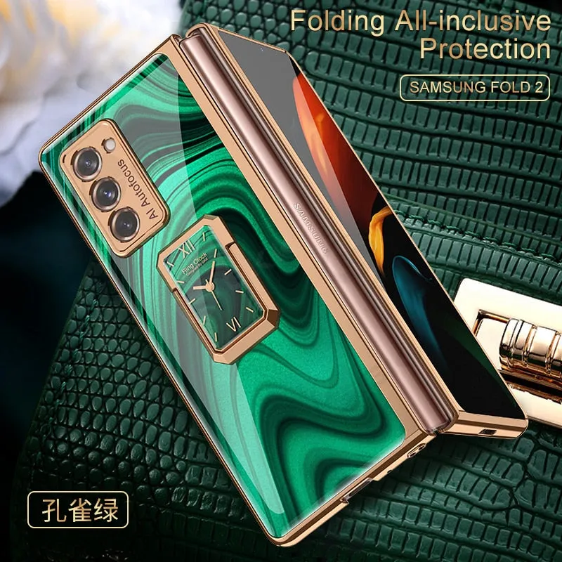Glass Plated Galaxy Z Fold 2 Clock Phone Case