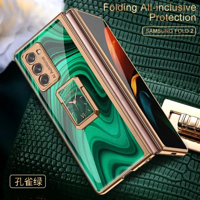 Glass Plated Galaxy Z Fold 2 Clock Phone Case