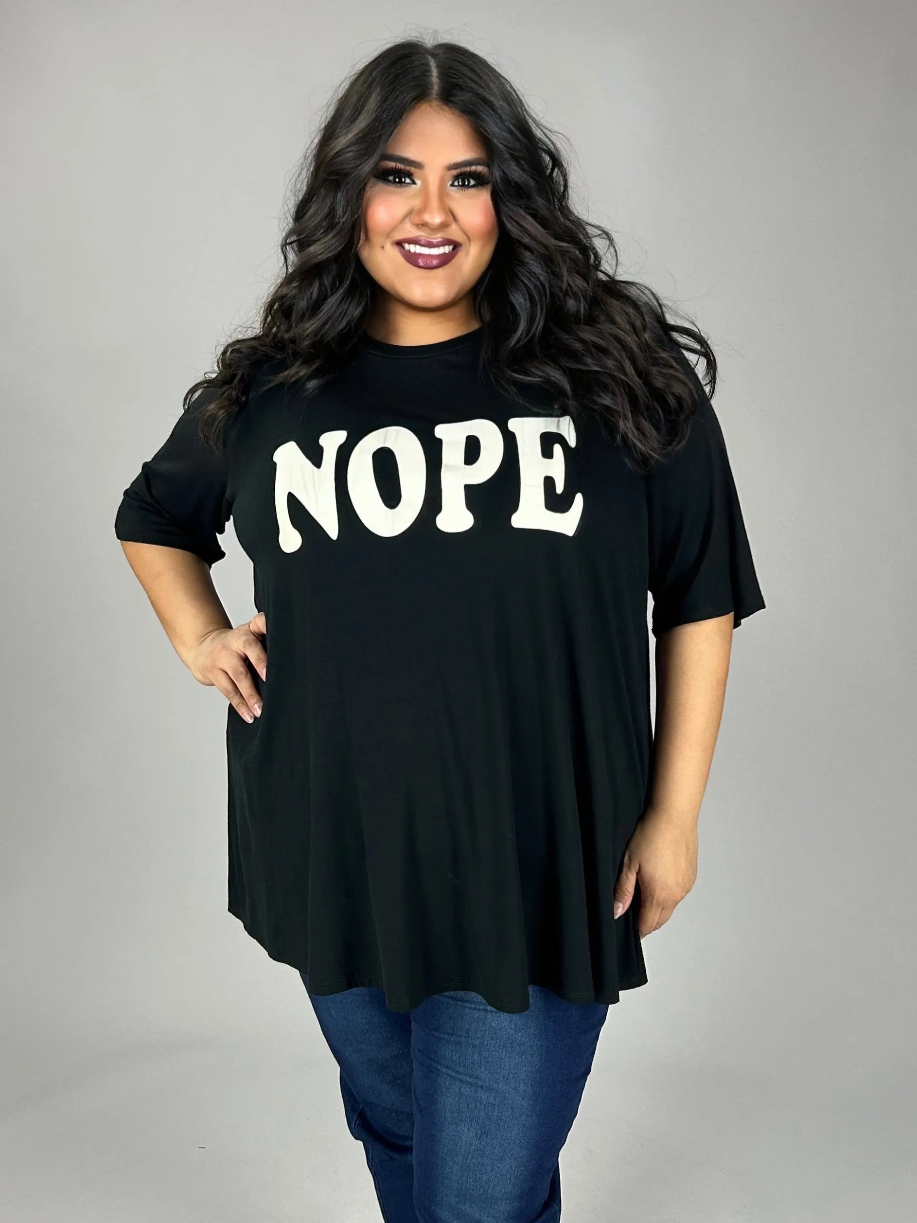 GT-G {NOPE} Short Sleeve Black Stretchy Graphic Tee