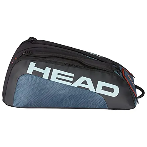 HEAD Tour Team 12R Monstercombi Professional Tournament Tennis Kit Bag (Compartments: Three | Capacity: 12 Racquets | Ventilated Shoe Compartment | Colour : Black/Grey |
