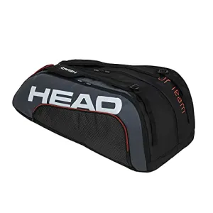 HEAD Tour Team 12R Monstercombi Professional Tournament Tennis Kit Bag (Compartments: Three | Capacity: 12 Racquets | Ventilated Shoe Compartment | Colour : Black/Grey |