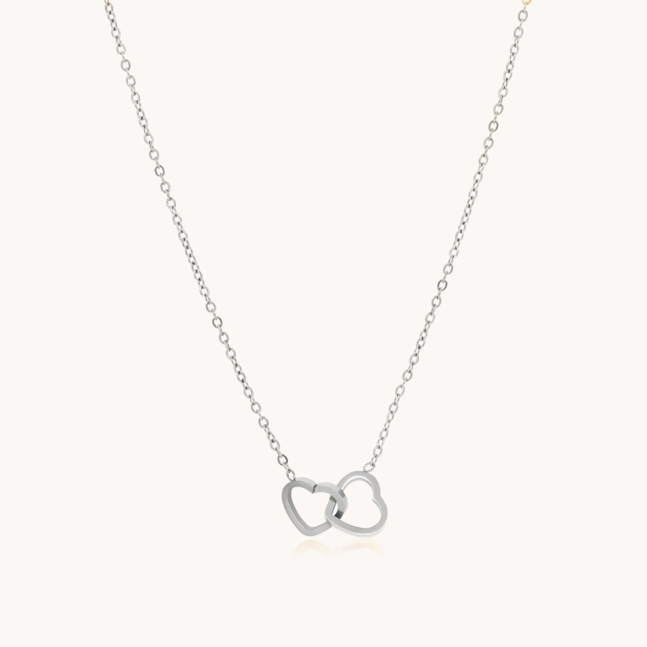 Interlinked Heart Necklace, Silver
