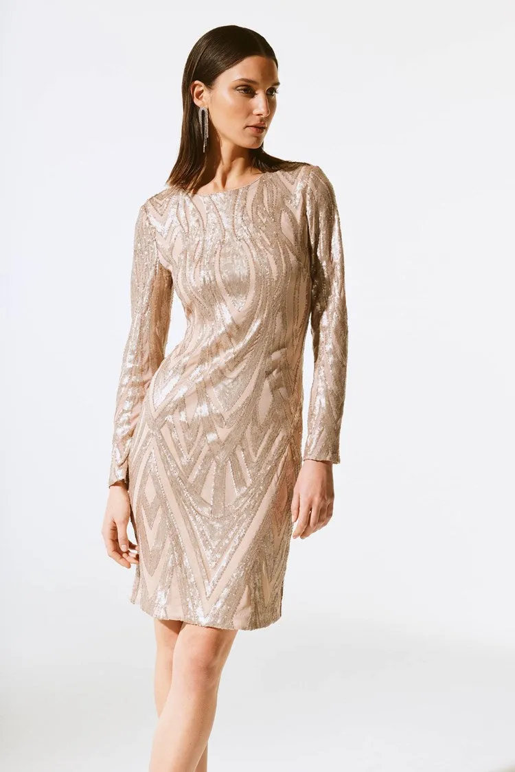 Joseph Ribkoff Placement Sequins Sheath Dress