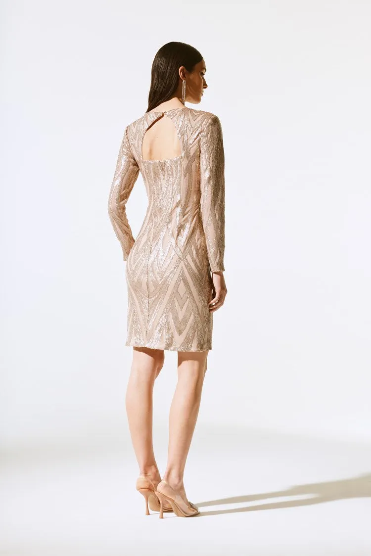 Joseph Ribkoff Placement Sequins Sheath Dress