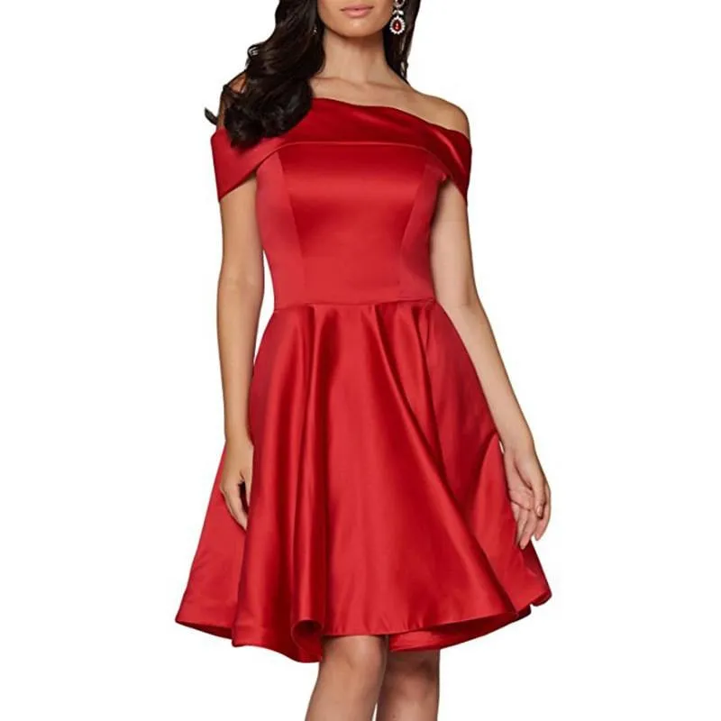 Junior Bridesmaid Dresses Off Shoulder Short Sleeve Prom Dress Short