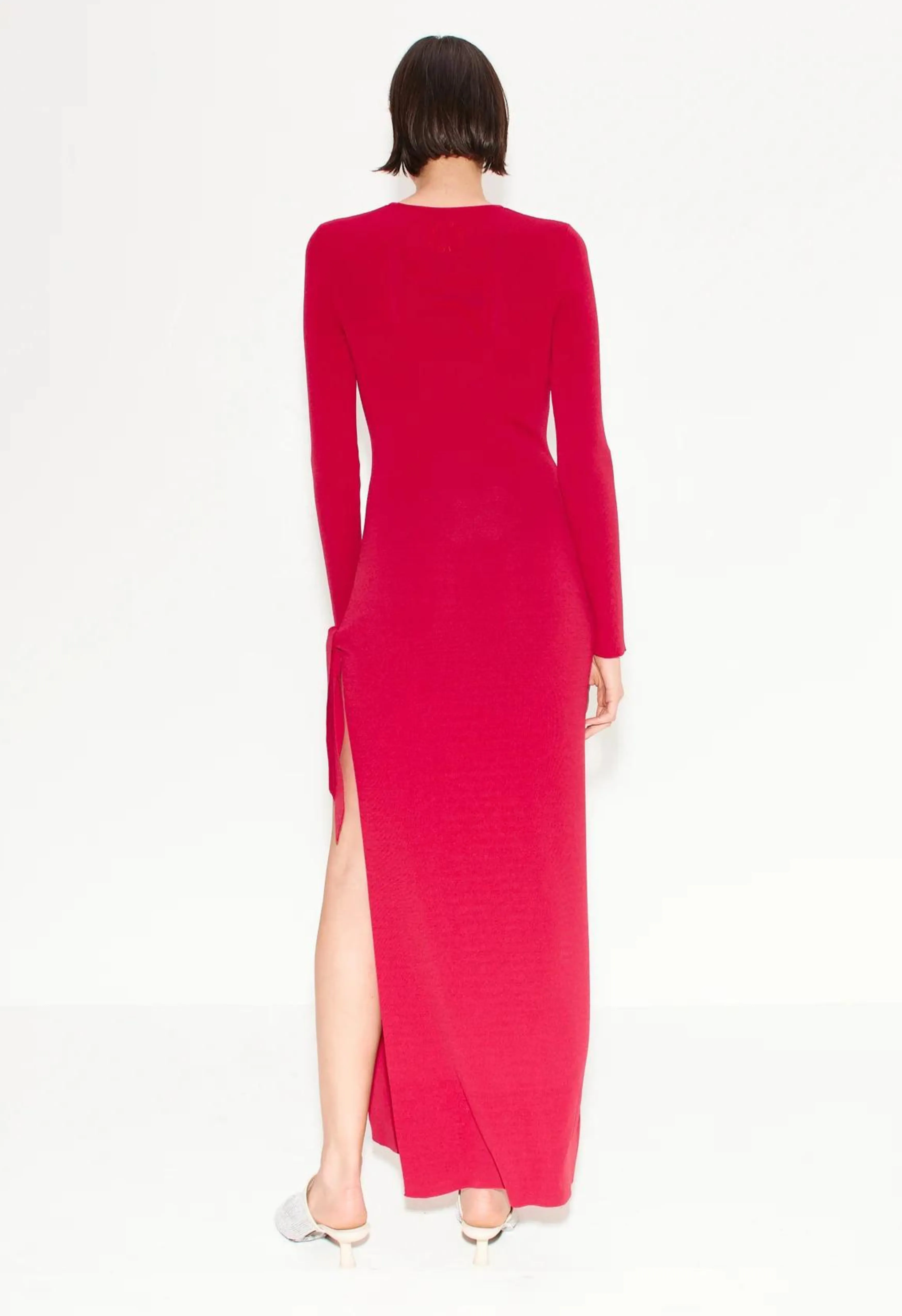 Junjo Long Sleeve Knit Dress in Red