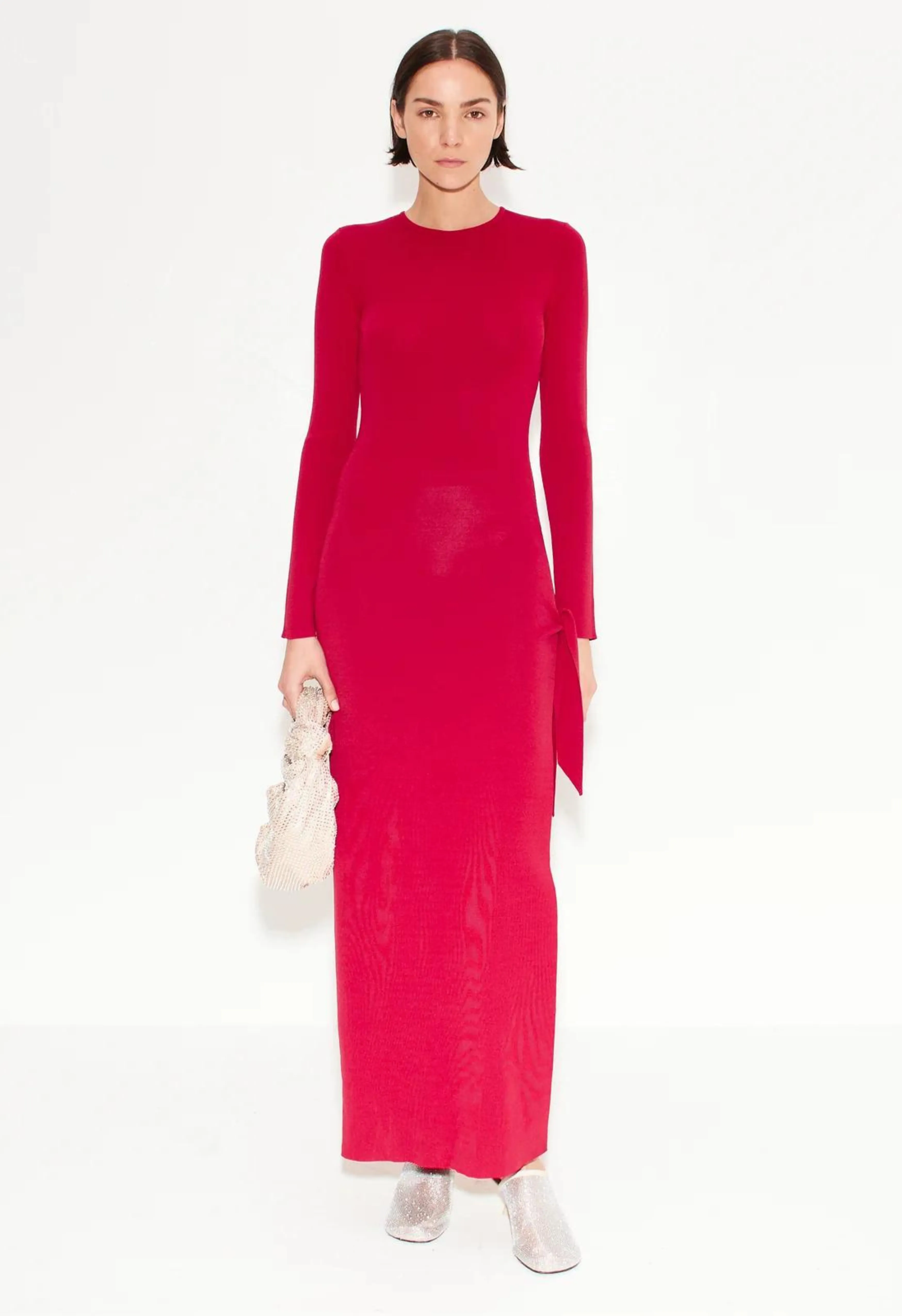 Junjo Long Sleeve Knit Dress in Red