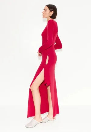 Junjo Long Sleeve Knit Dress in Red