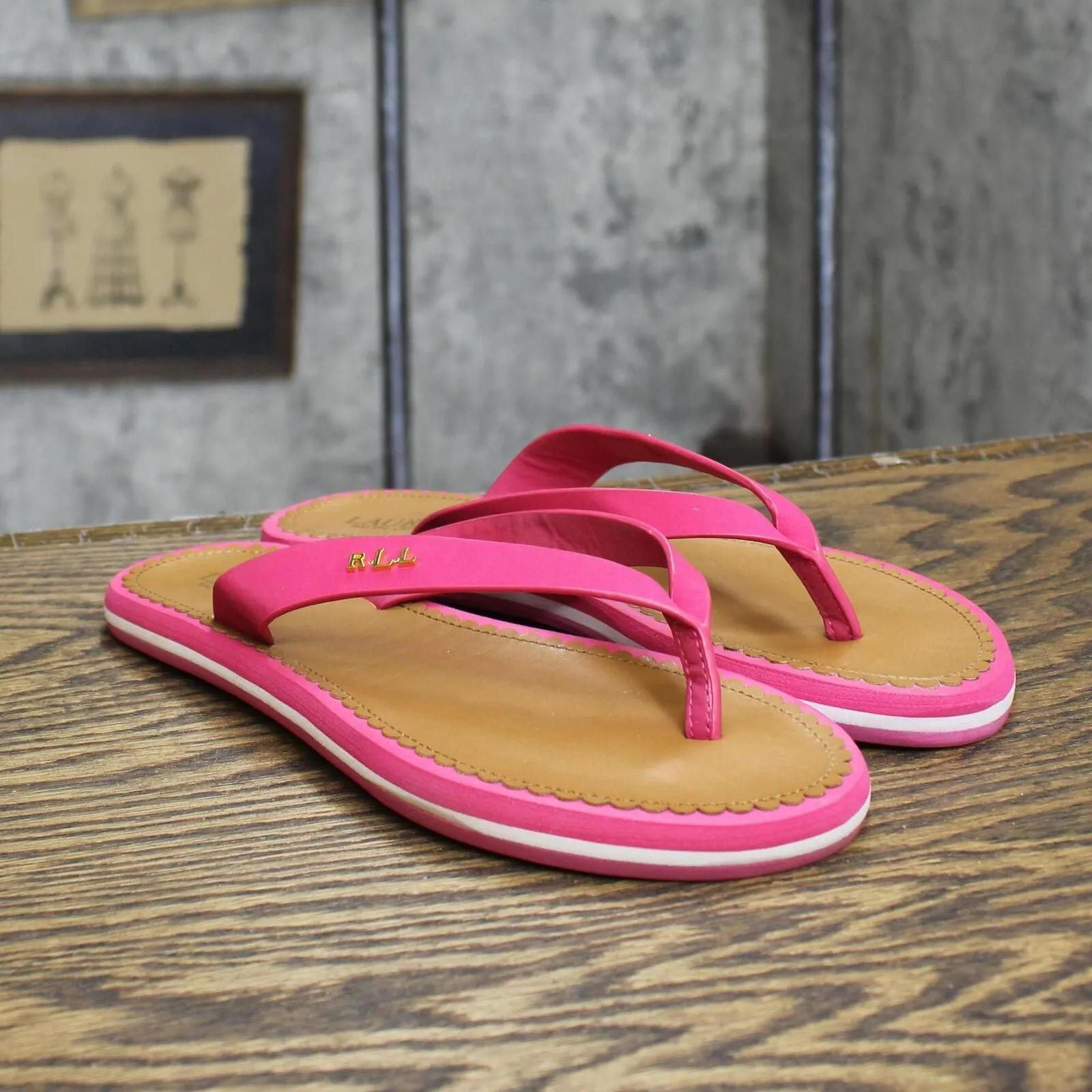 Lauren Ralph Lauren Womens Vintage Ryanne Thong Flip Flops Pink 6B