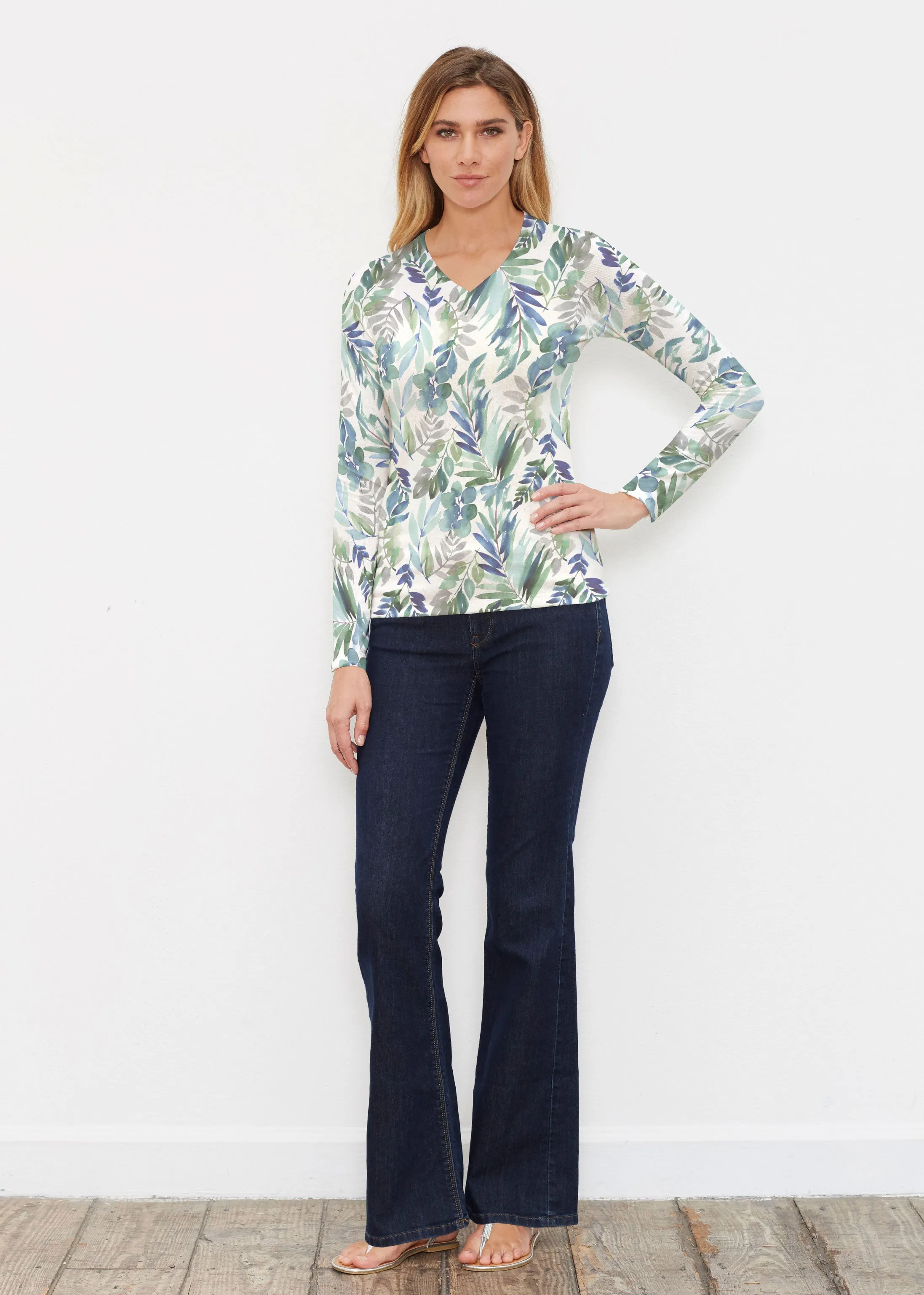 Leah Leaves (16258) ~ Butterknit Long Sleeve V-Neck Top