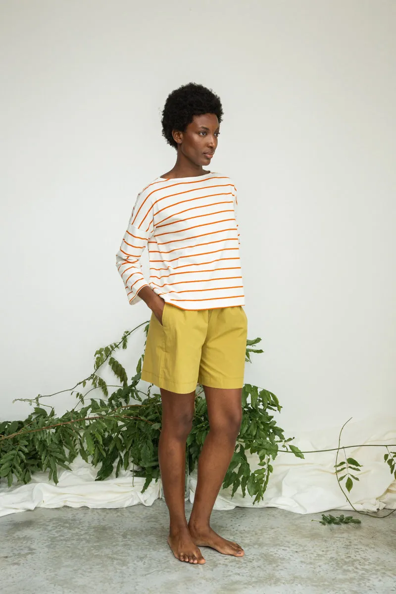 Leia-Sue Organic Cotton Top in White and Brick