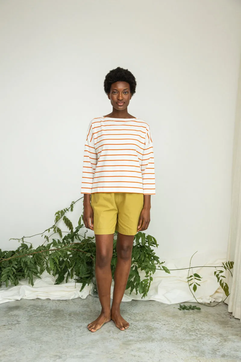 Leia-Sue Organic Cotton Top in White and Brick