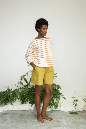 Leia-Sue Organic Cotton Top in White and Brick