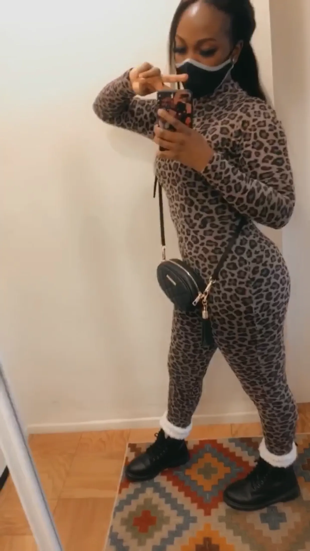 Leopard Print Mesh Jumpsuit