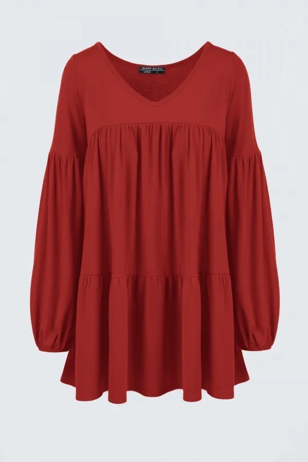 Love So Much Tiered Top in Deep Rust