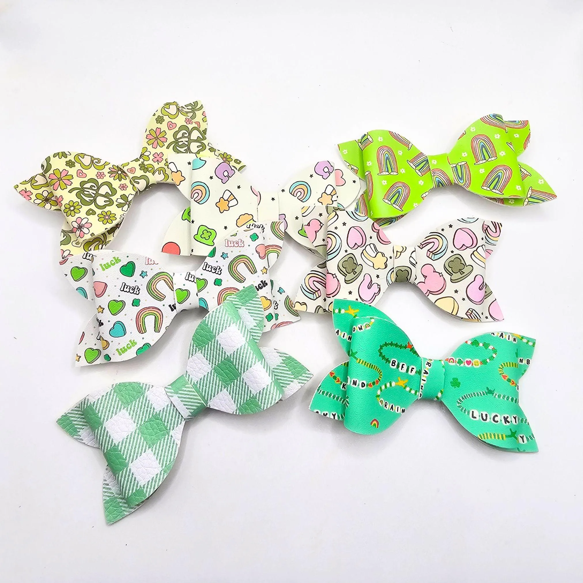 Lucky Clover Faux Leather Bows
